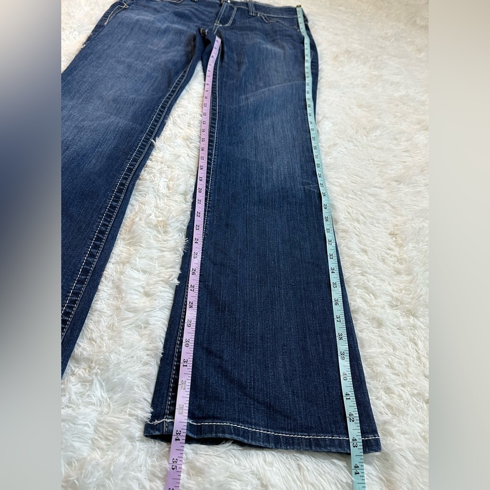 Ariat Real Denim jeans Stitching woman’s size 31 L X 34 Bootcut Western Stretch - Picture 10 of 12